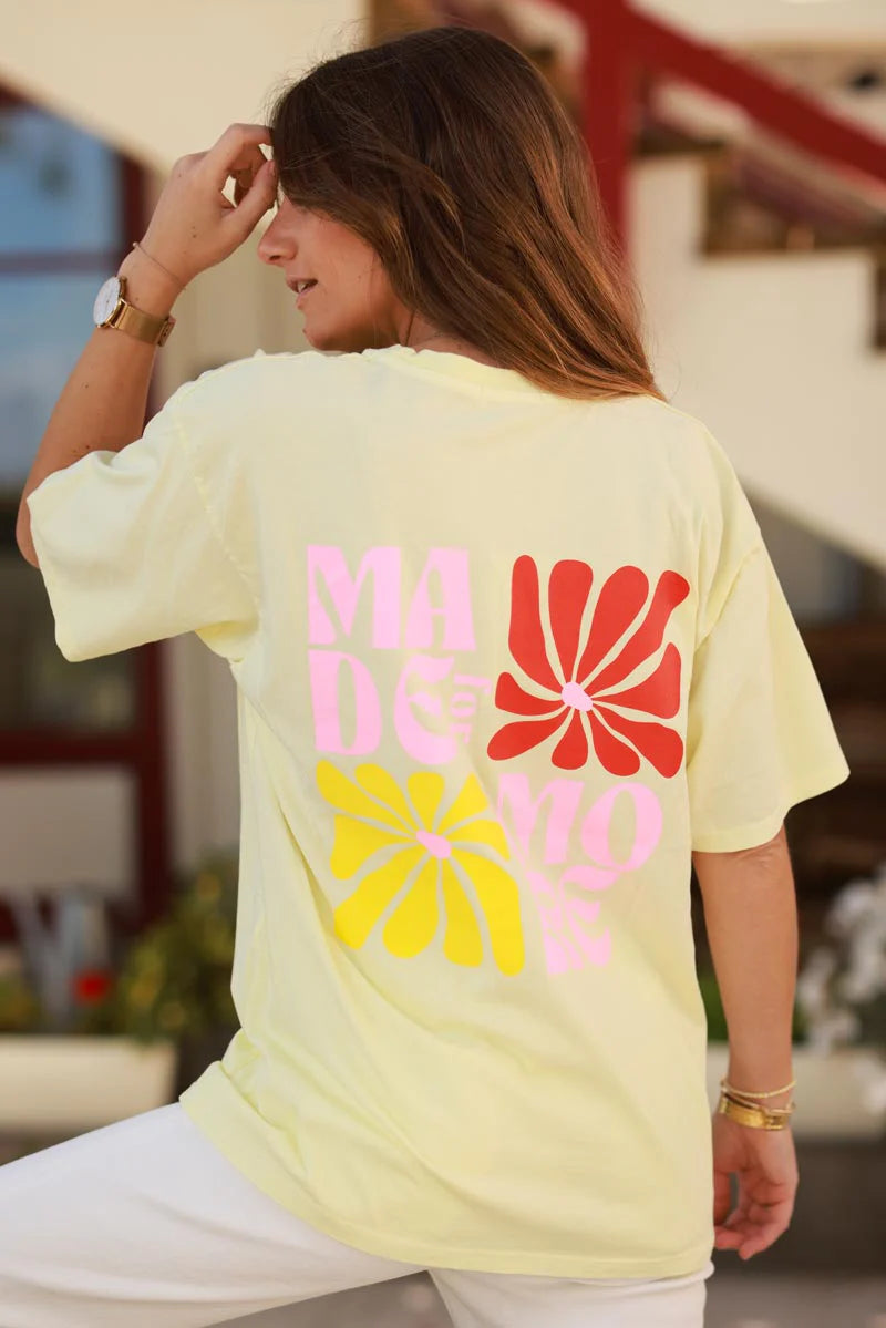 Pastel Yellow Hibiscus Surf Style Tee
