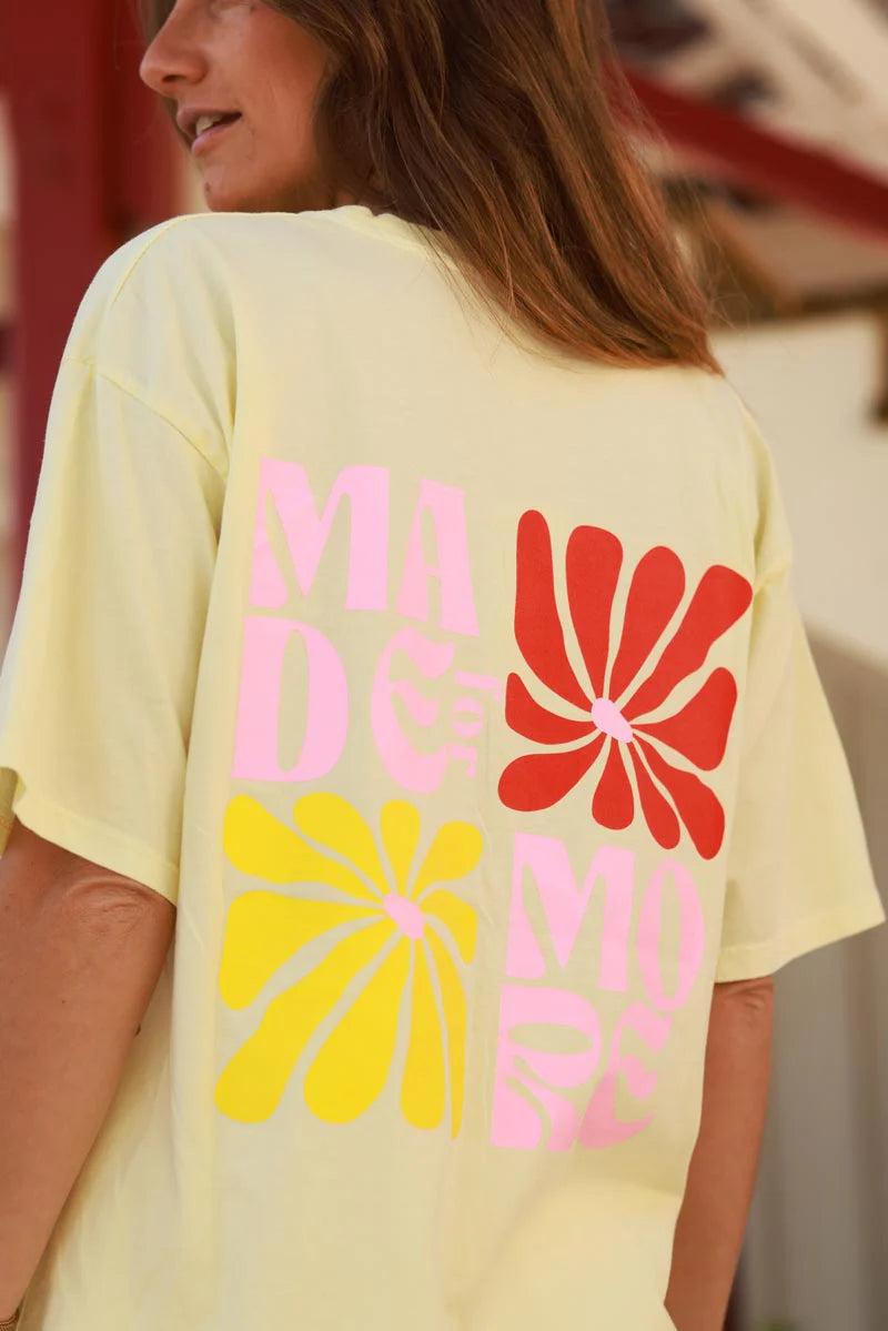 Pastel Yellow Hibiscus Surf Style Tee