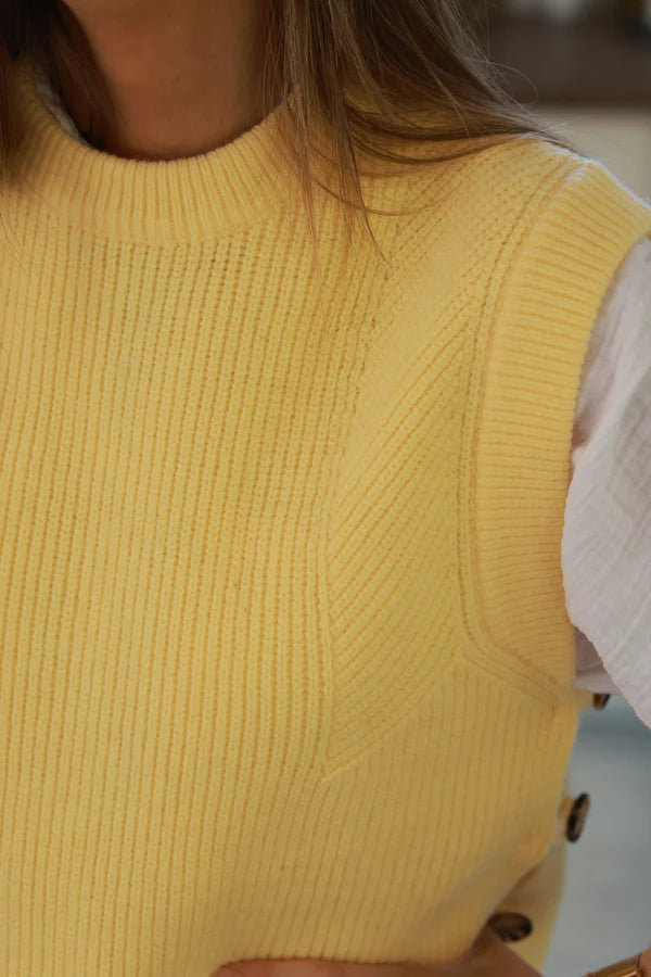 Pastel yellow Sweater Knit Layering Vest