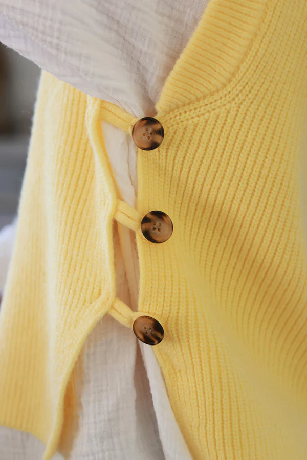 Pastel yellow Sweater Knit Layering Vest