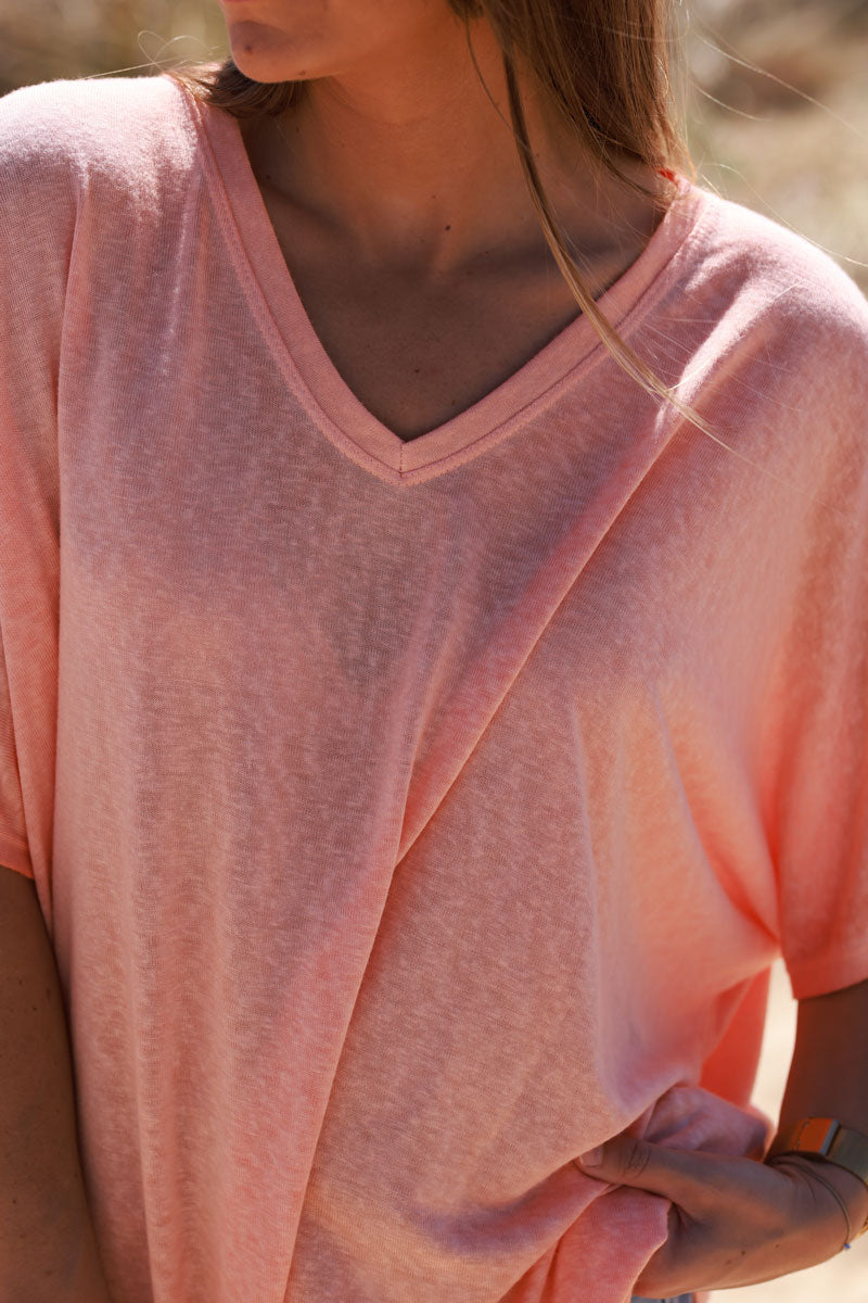 Peach Relaxed Fit Batwing Super Soft T-Shirt