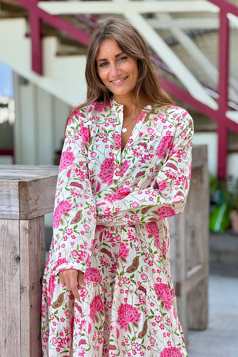 Pink Dahlia Boho Maxi Dress
