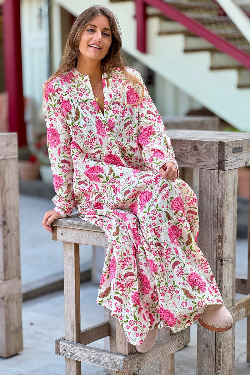 Pink Dahlia Boho Maxi Dress