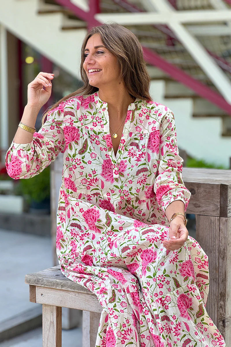 Pink Dahlia Boho Maxi Dress
