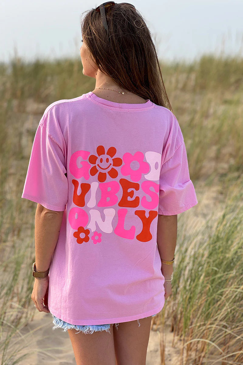 Pink “Good Vibes Only” Tee