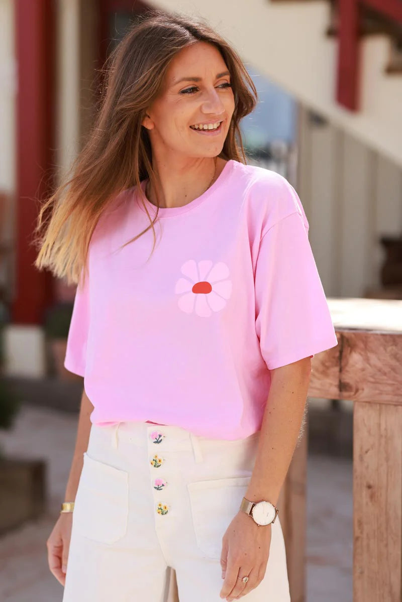 Pink Hibiscus Surf Style Tee