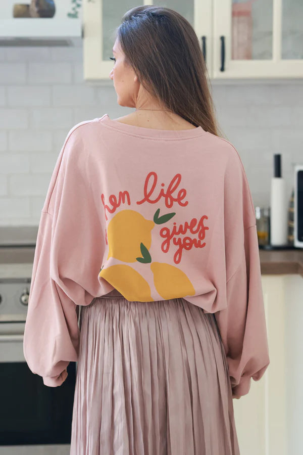 Powder Pink “Lemons” Knit Lounge Top