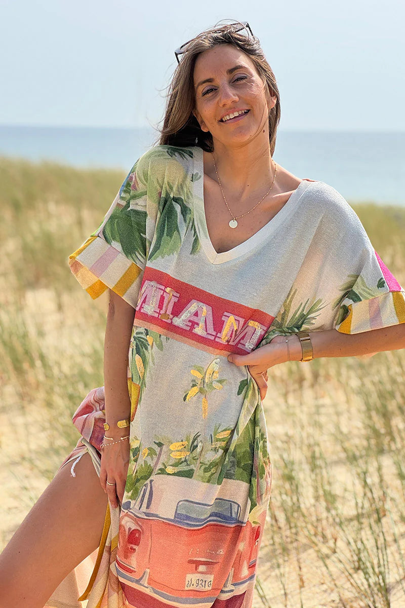 Pink Miami Glitter Knit Maxi Dress