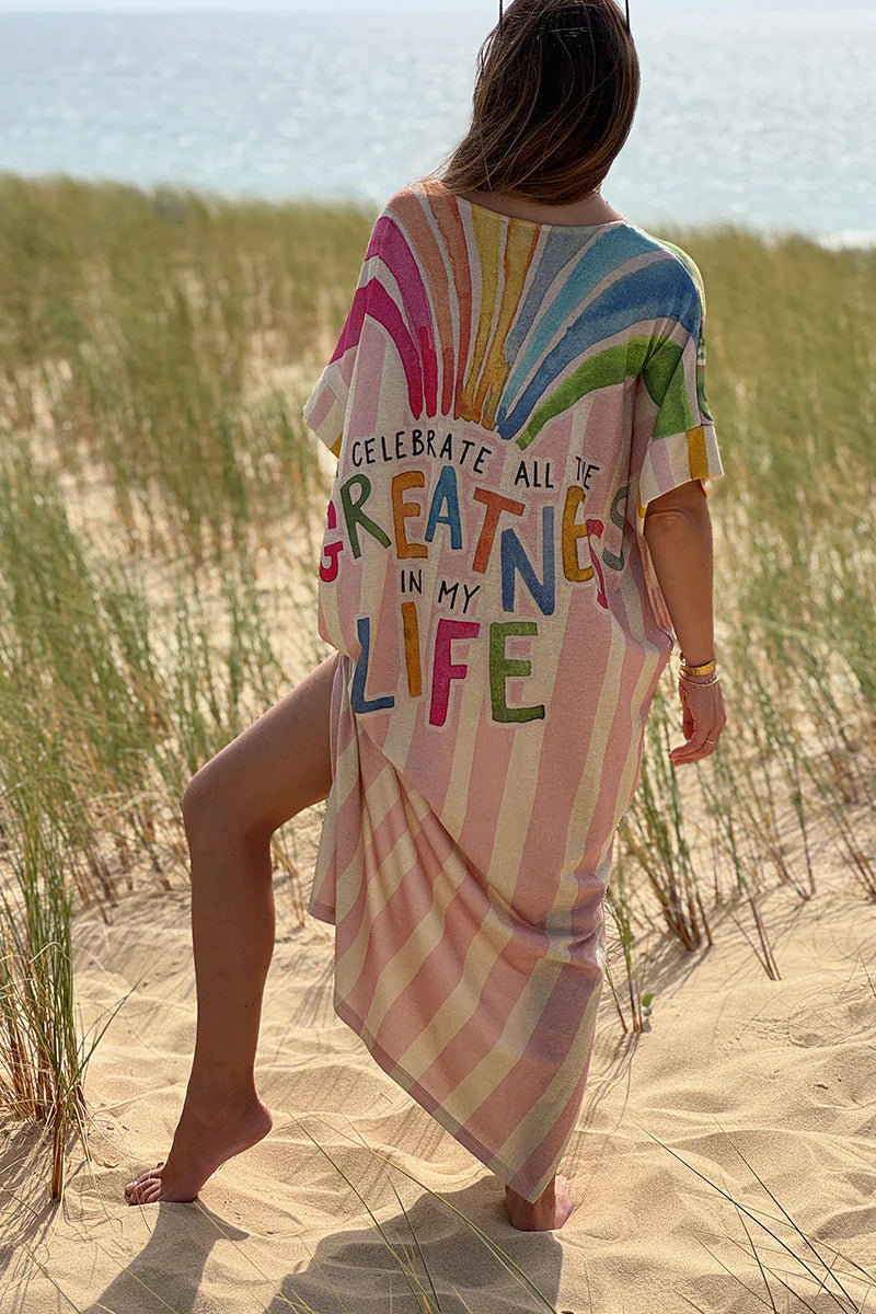 Pink Miami Glitter Knit Maxi Dress