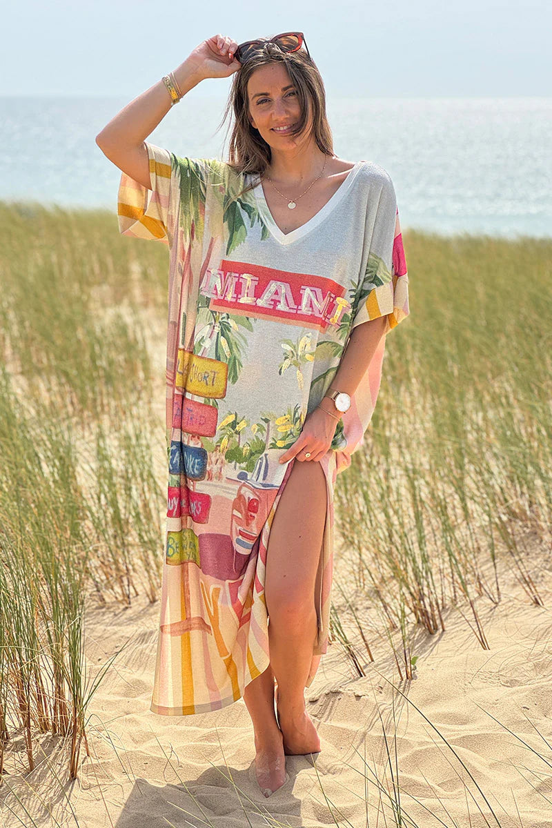 Pink Miami Glitter Knit Maxi Dress