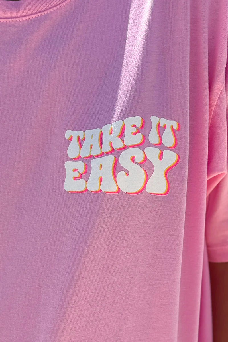 Pink “Take it Easy” Vintage Tee