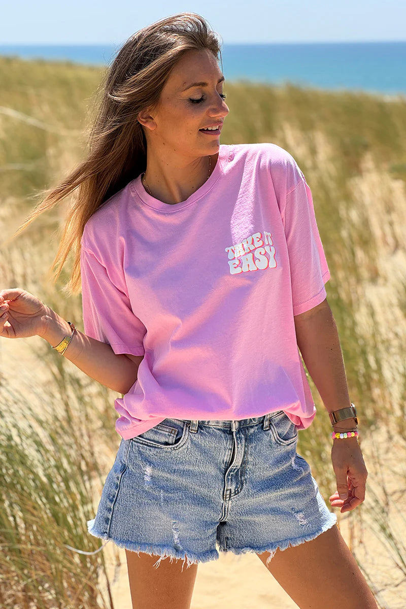 Pink “Take it Easy” Vintage Tee