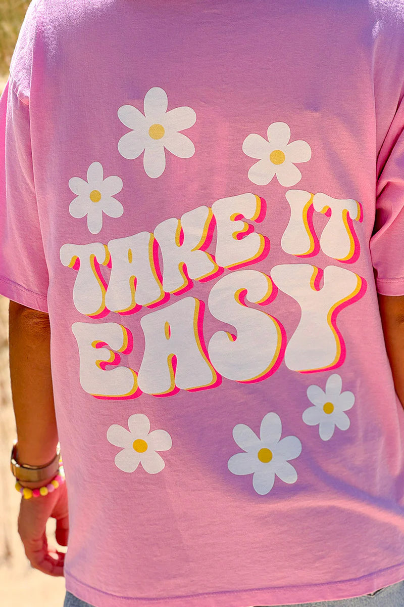 Pink “Take it Easy” Vintage Tee