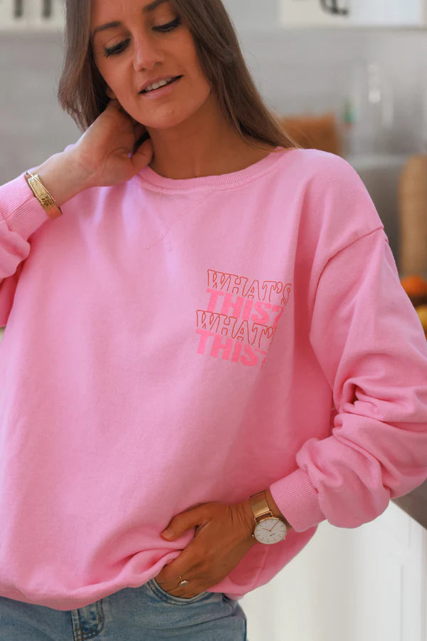 Pink “What’s This?” Scoop Neck Sweater