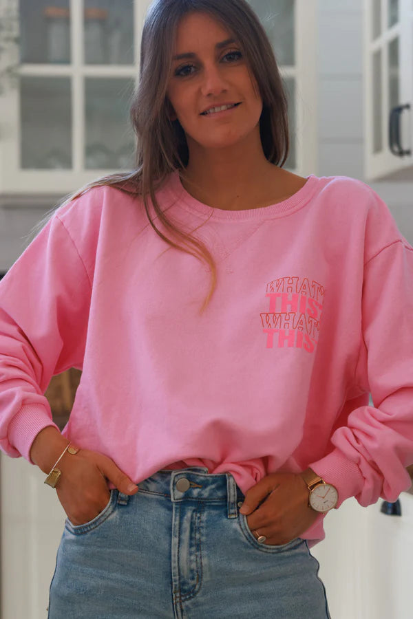 Pink “What’s This?” Scoop Neck Sweater