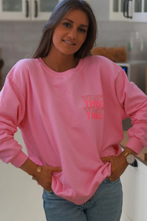 Pink “What’s This?” Scoop Neck Sweater