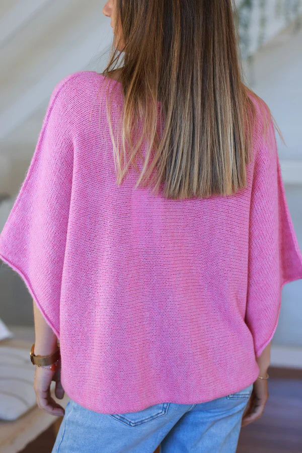 Pink Wool Blend Cropped Sweater