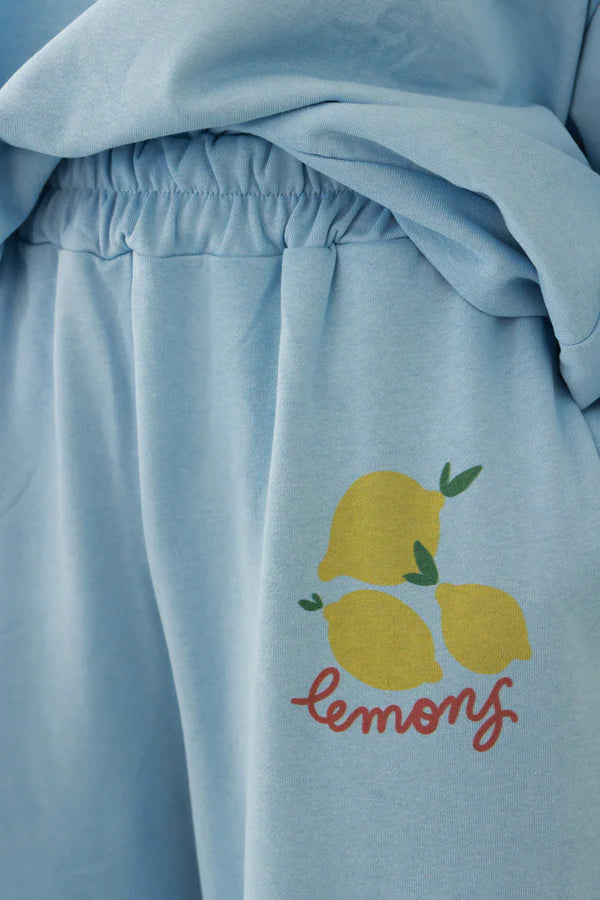 Powder Blue “Lemons” Knit Lounge Pants