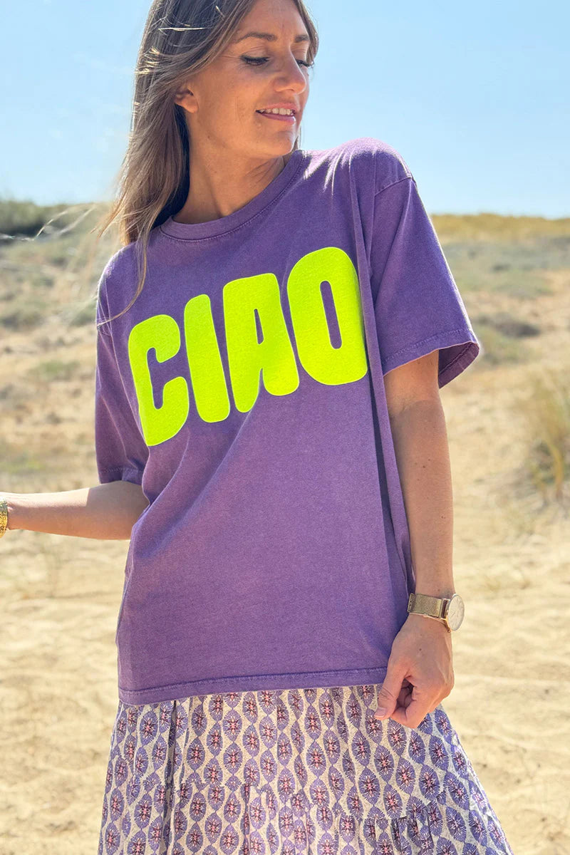 Purple “CIAO” Italian Tee