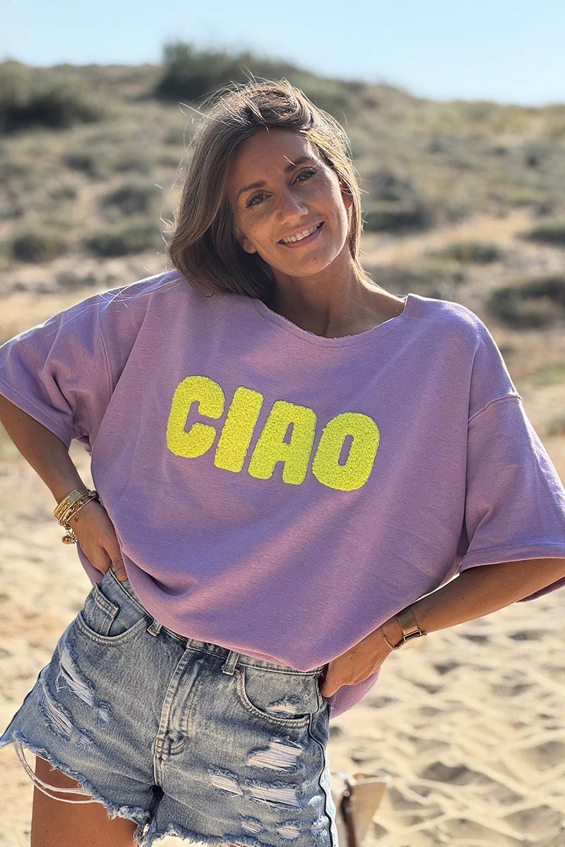 Purple “CIAO” Lightweight Slouchy Dolman Tee