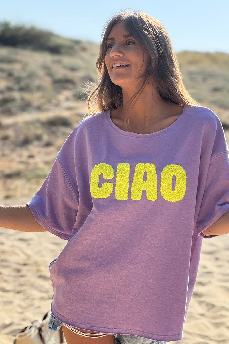 Purple “CIAO” Lightweight Slouchy Dolman Tee