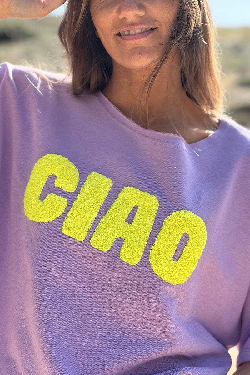 Purple “CIAO” Lightweight Slouchy Dolman Tee