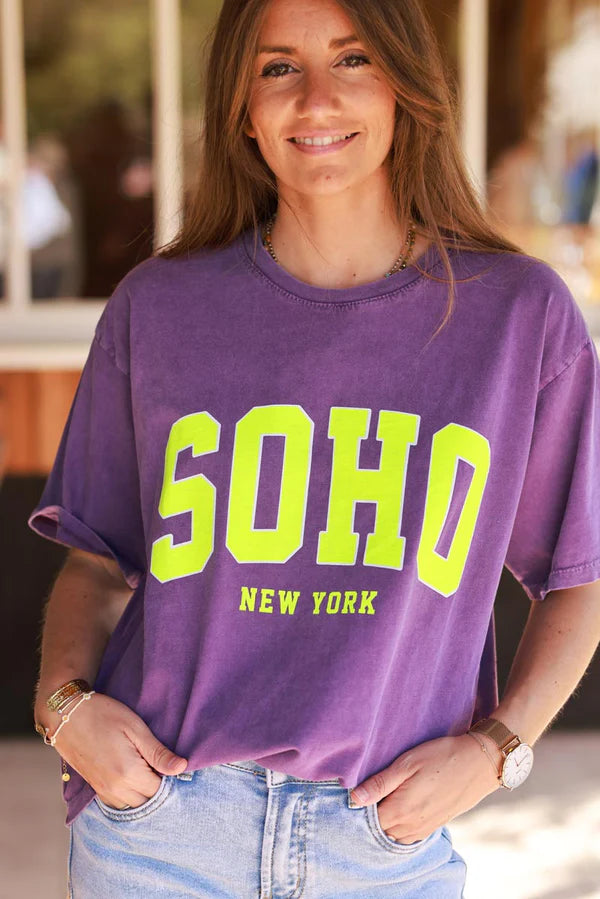 Purple SOHO New York Varsity Tee