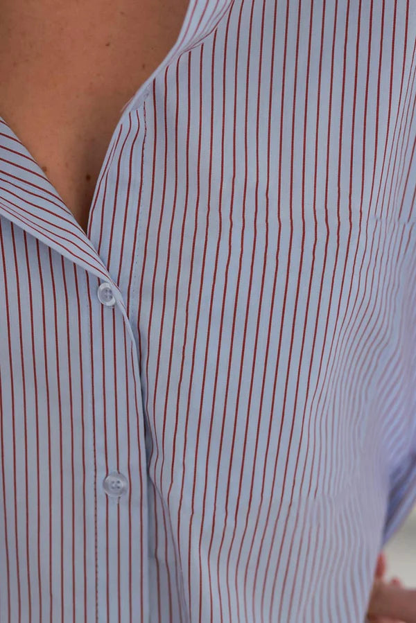 Red Pinstripe Button Down Shirt