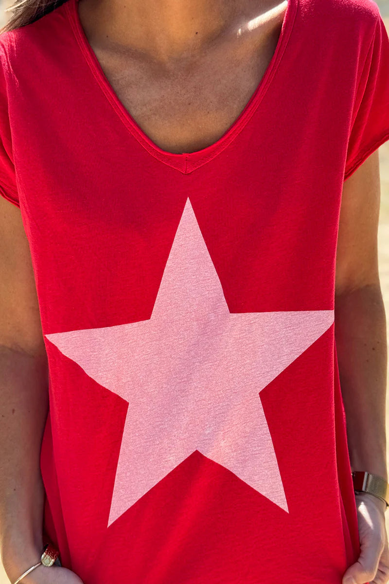Red Star Lightweight V-Neck Tee