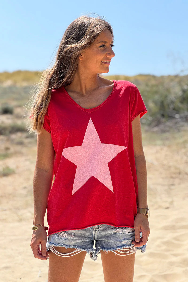 Red Star Lightweight V-Neck Tee