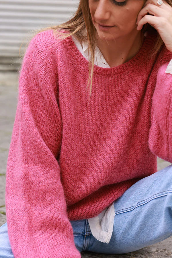 Rosewood Knitted Mohair Blend Sweater Round Neck