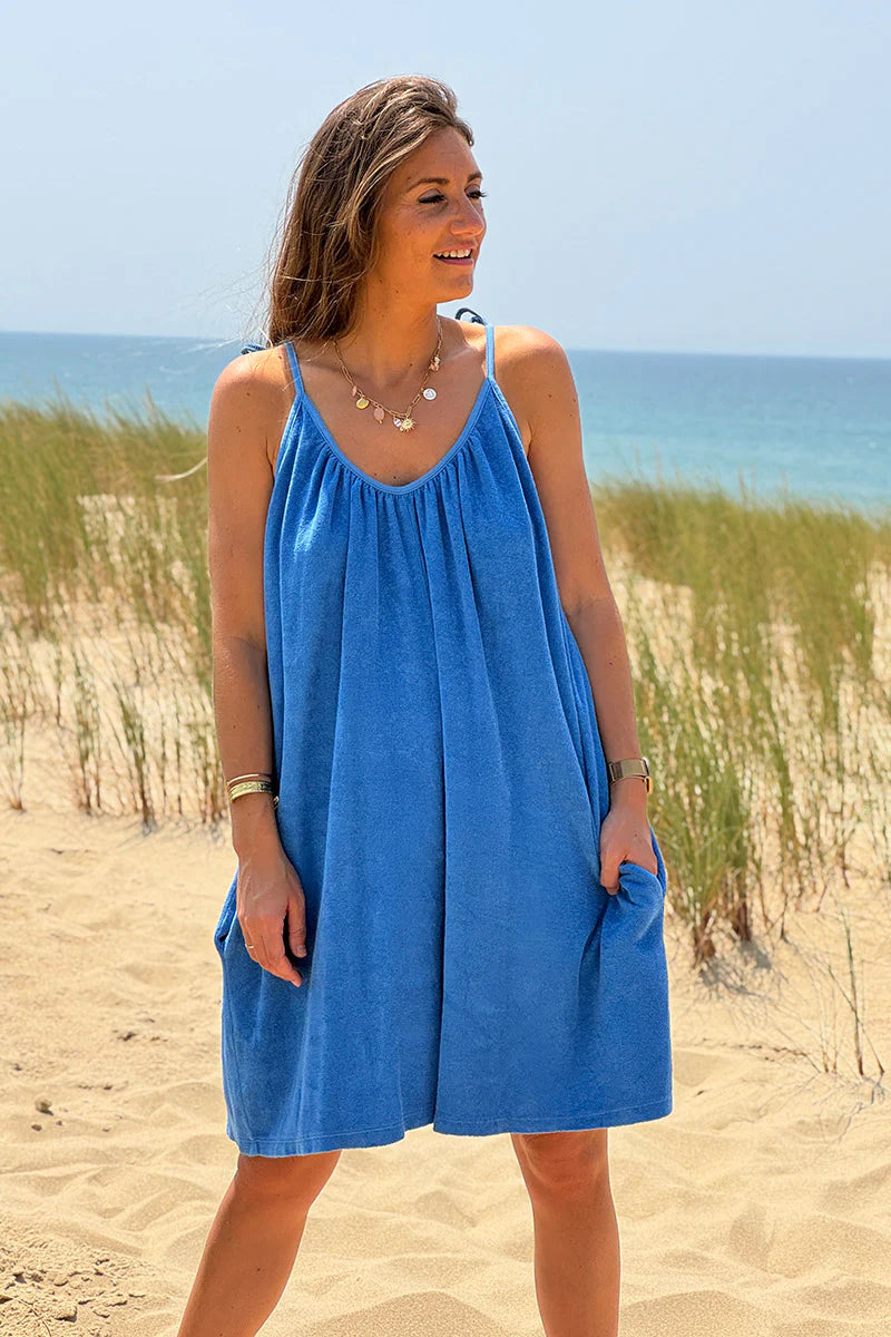 Royal Blue Gauze Tie-Shoulder Playsuit