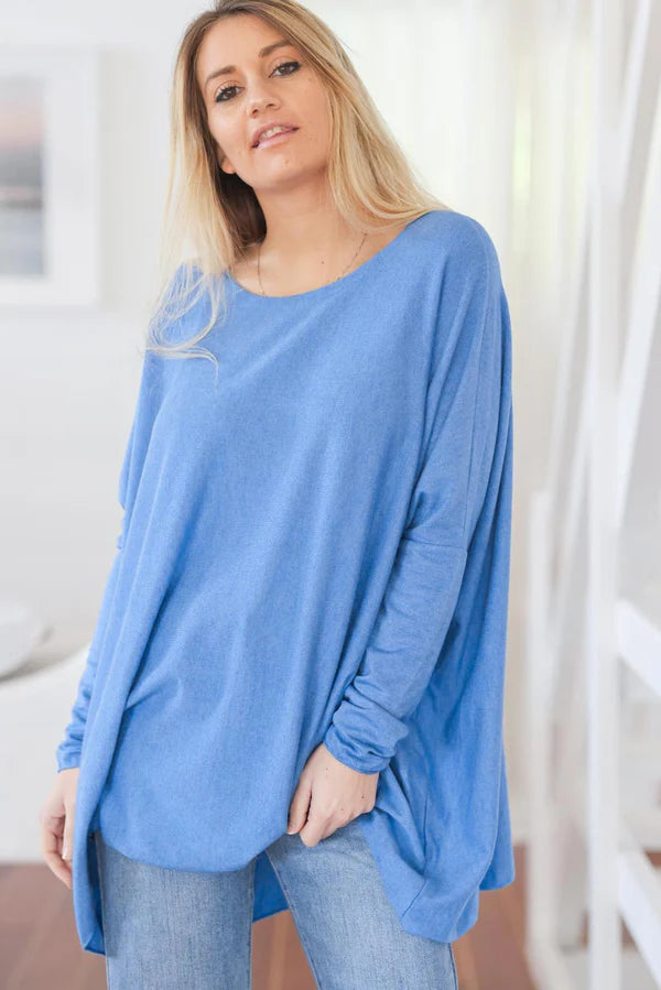 Royal blue oversized batwing sweater