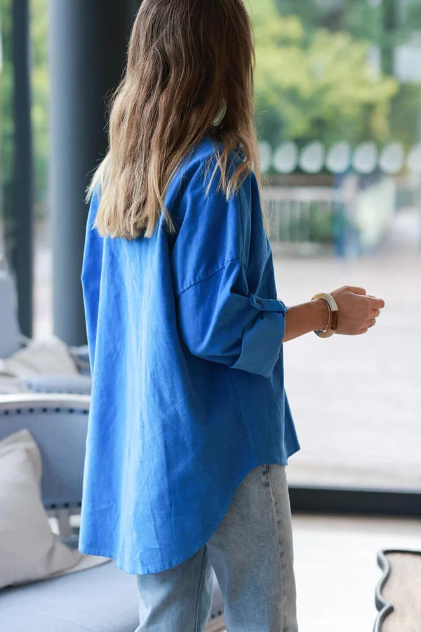 Royal Blue Pinwale Corduroy Button-Down Shirt