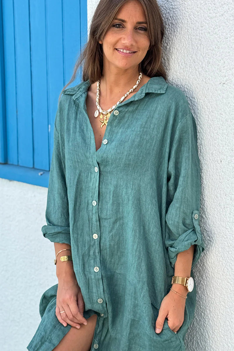 Sage Shirt Dress