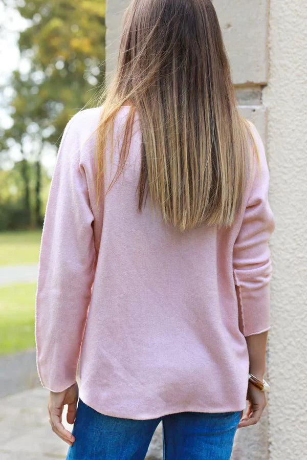 Soft Pink ultra-soft, Viscose Blend V-Neck Sweater