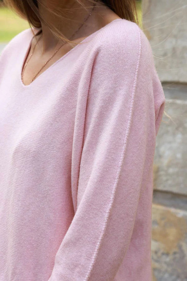 Soft Pink ultra-soft, Viscose Blend V-Neck Sweater