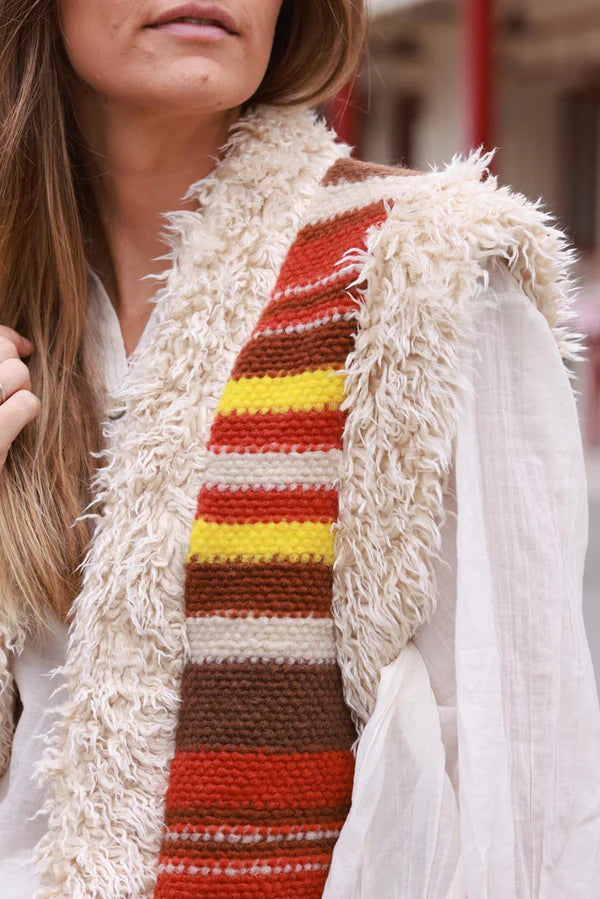 Striped Boho Fringe Vest