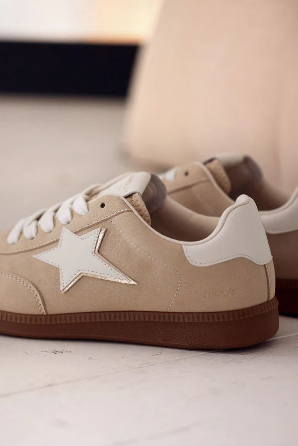 Taupe White Star Sueded Platform Sneakers