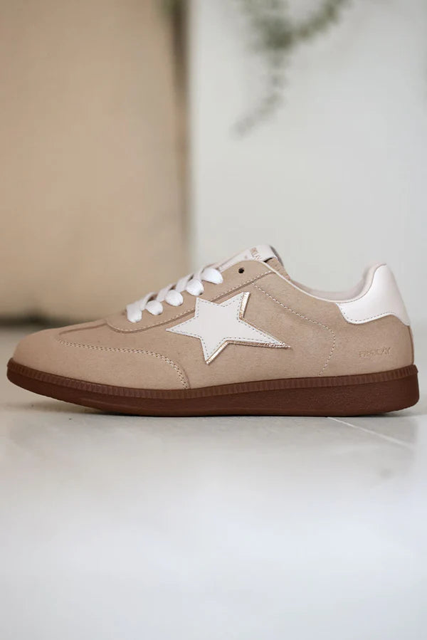 Taupe White Star Sueded Platform Sneakers