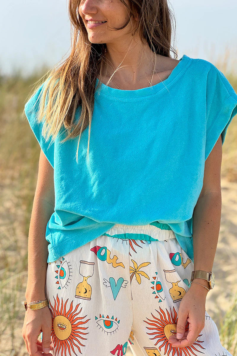 Turquoise Terry Cloth Tee