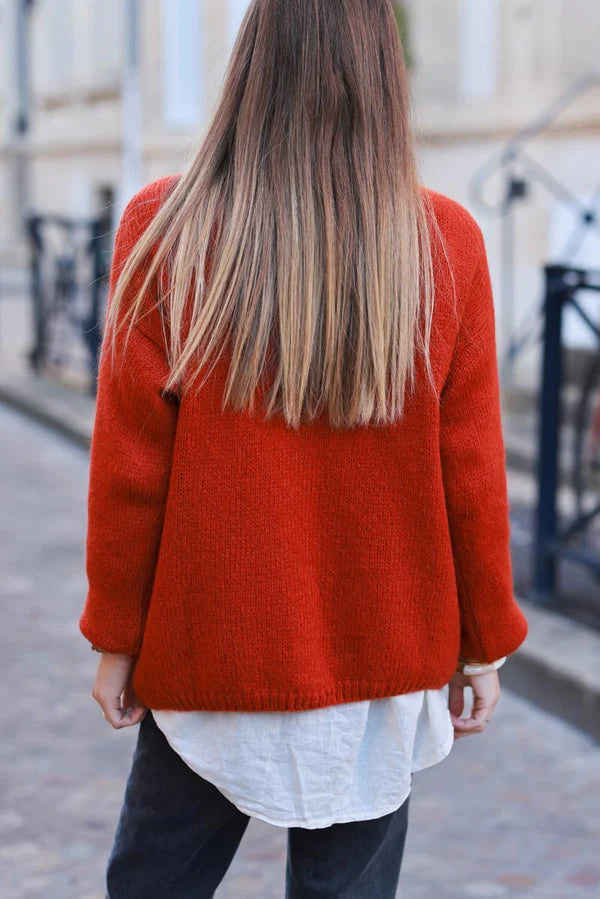 Terracotta Mohair Blend Cardigan