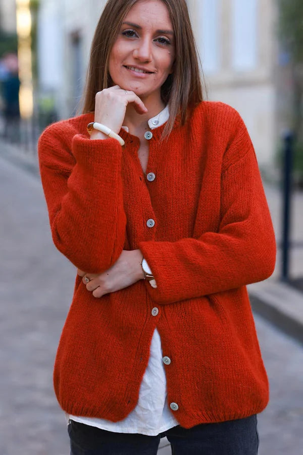 Terracotta Mohair Blend Cardigan