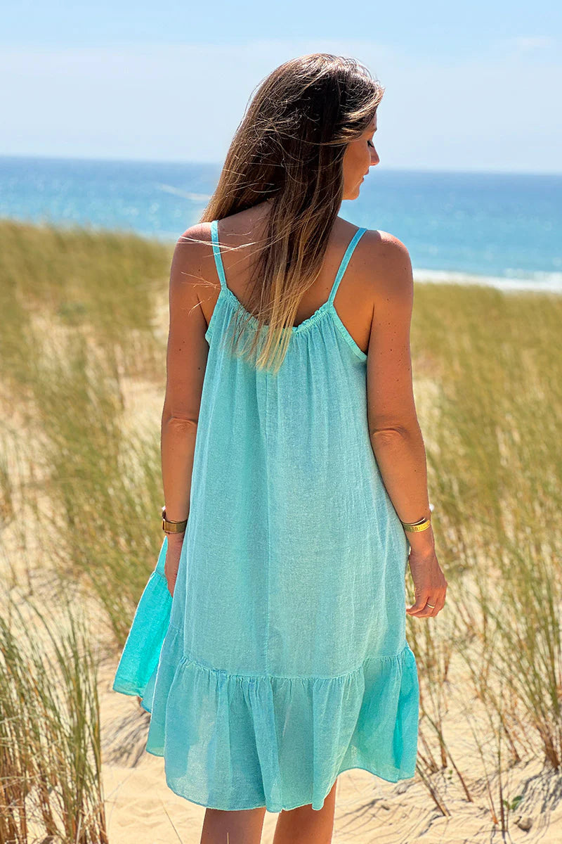Turquoise Fluted Terry Sundress