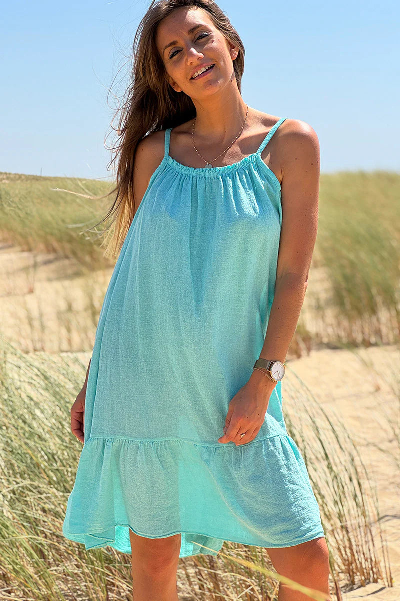Turquoise Fluted Terry Sundress