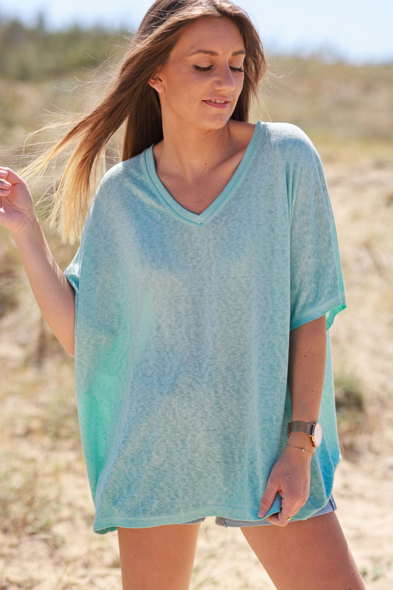 Turquoise Relaxed Fit Batwing Super Soft T-Shirt