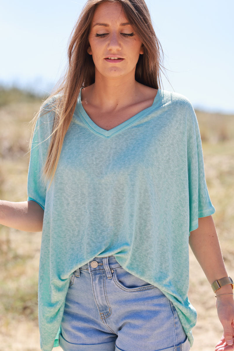 Turquoise Relaxed Fit Batwing Super Soft T-Shirt