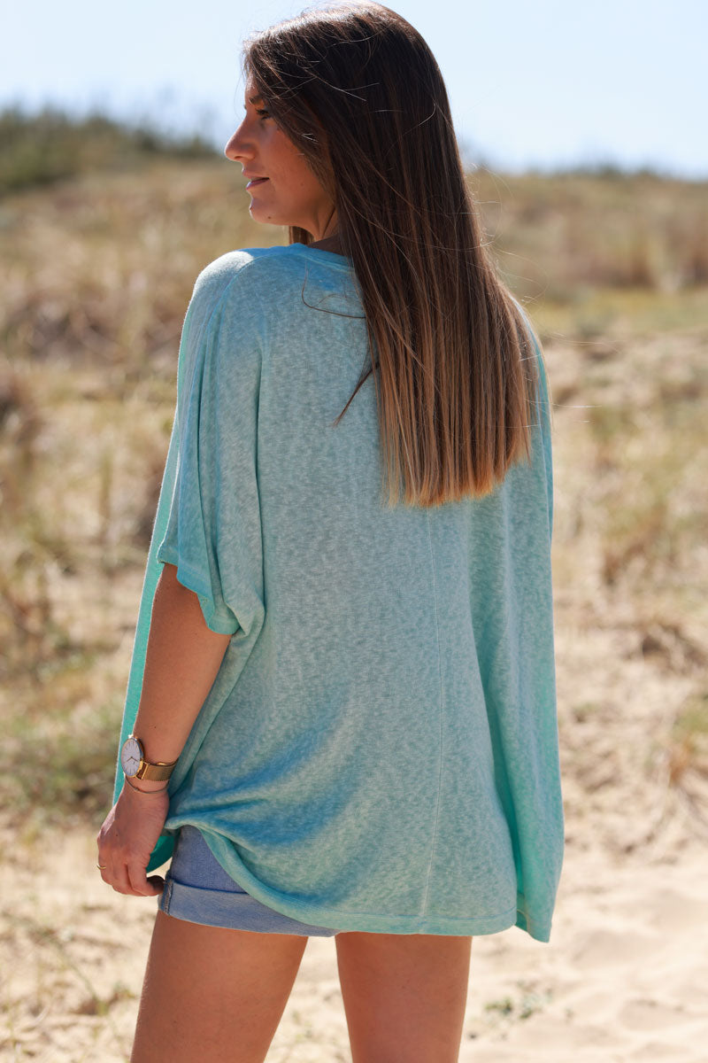 Turquoise Relaxed Fit Batwing Super Soft T-Shirt