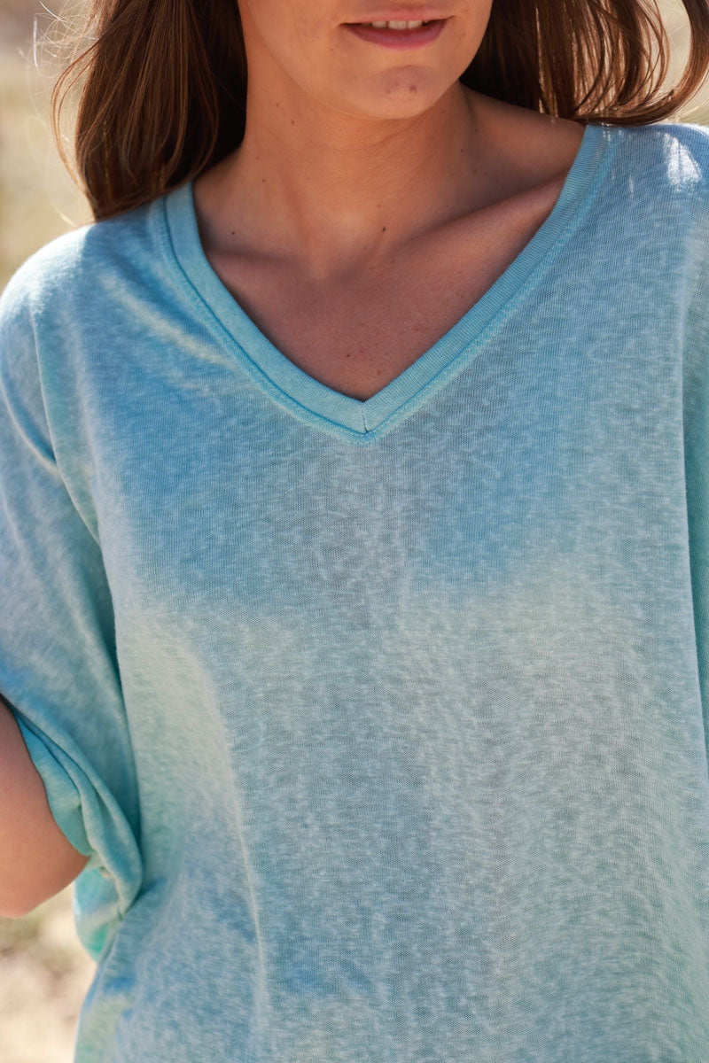 Turquoise Relaxed Fit Batwing Super Soft T-Shirt