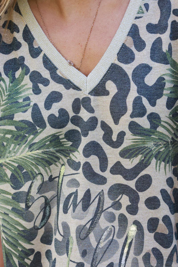 V-Neck Jungle Print Caftan Dress